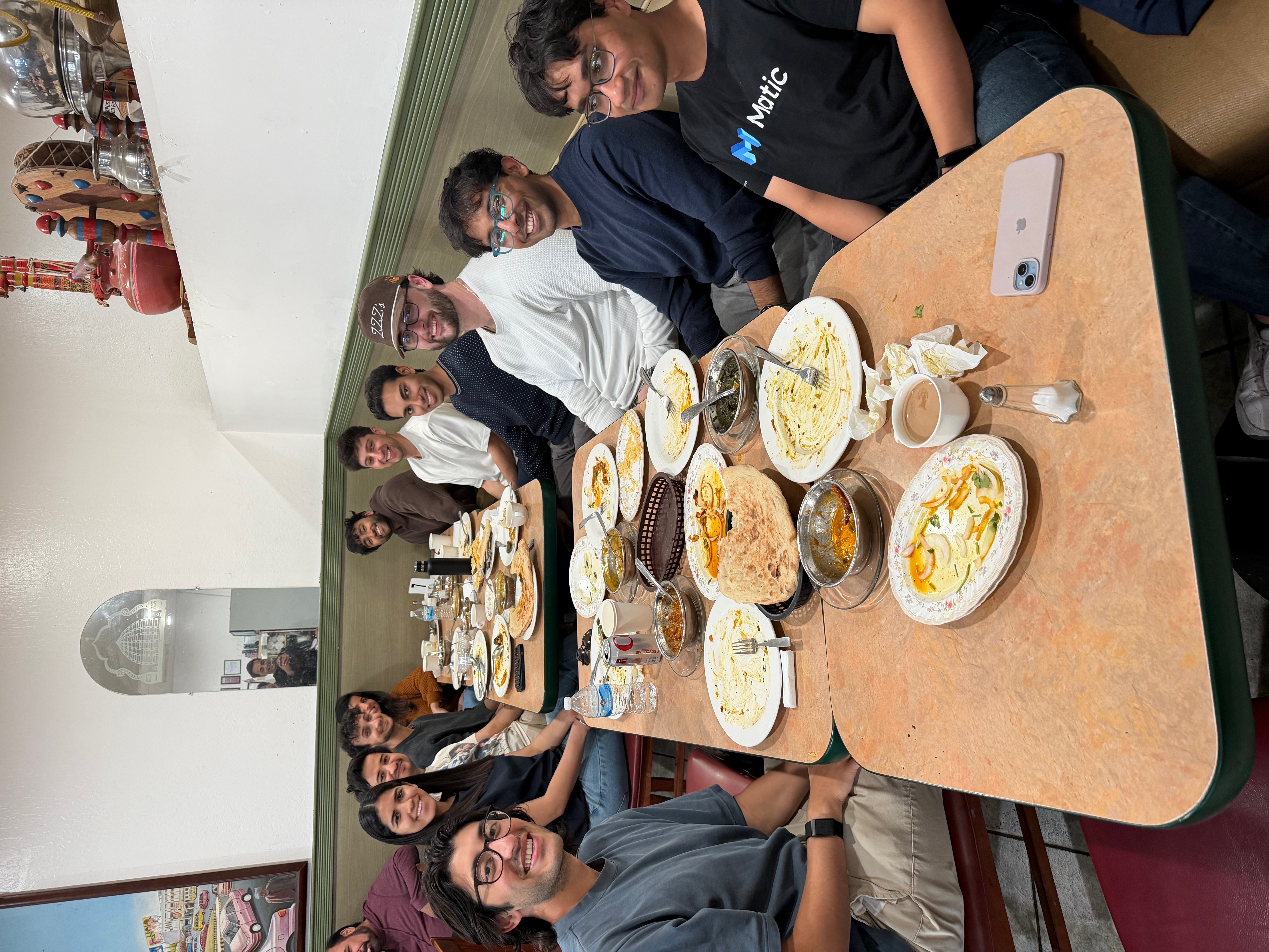 The team at a group dinner